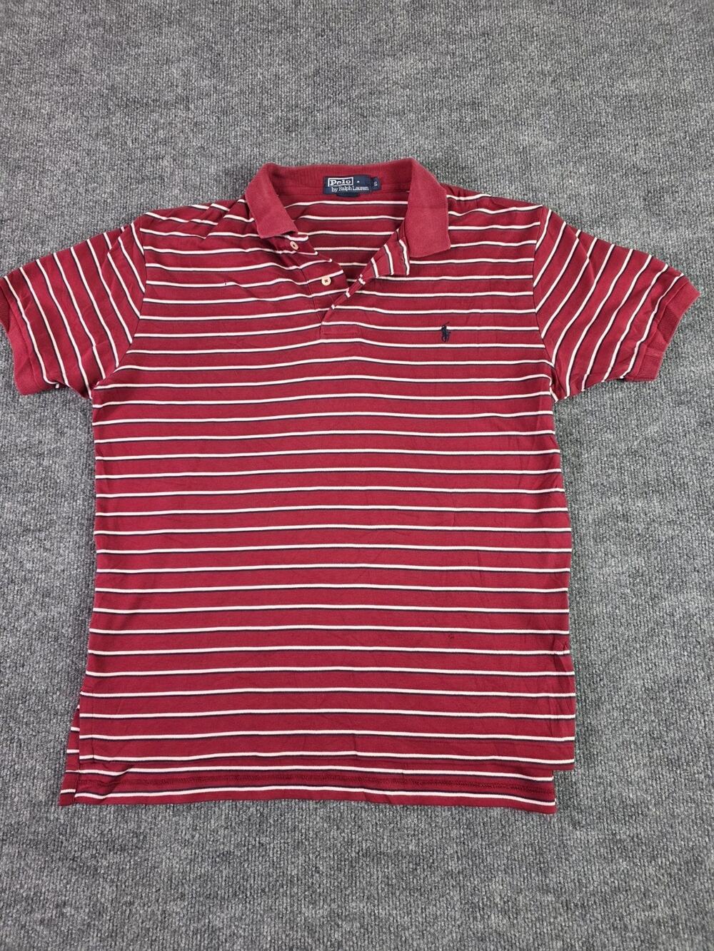 Polo Ralph Lauren Polo Shirt Mens Small Red Cotton White Striped Pony Stripes